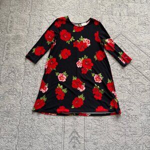 Bobbie Brooks Size Size Medium Floral 3/4 Sleeve Dress